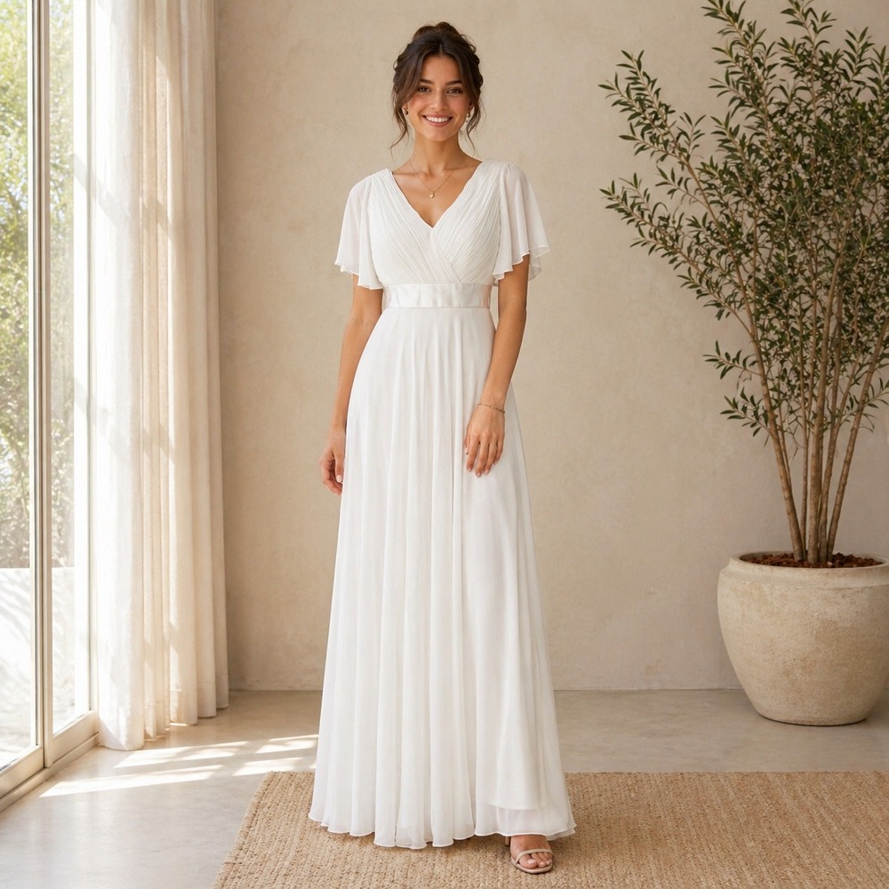 Ever Pretty White Maxi Dress‎ Bridal Wedding Formal Cottagecore Romantic Fairy